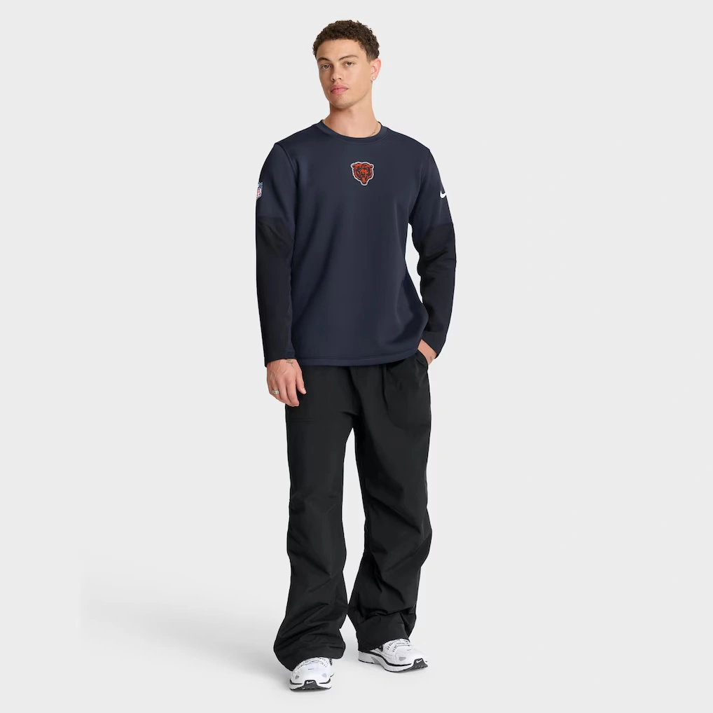 Men's Chicago Bears Nike Navy Sideline Coach Therma-FIT Long Sleeve T-Shirt