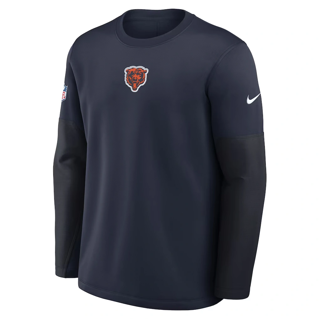 Men's Chicago Bears Nike Navy Sideline Coach Therma-FIT Long Sleeve T-Shirt