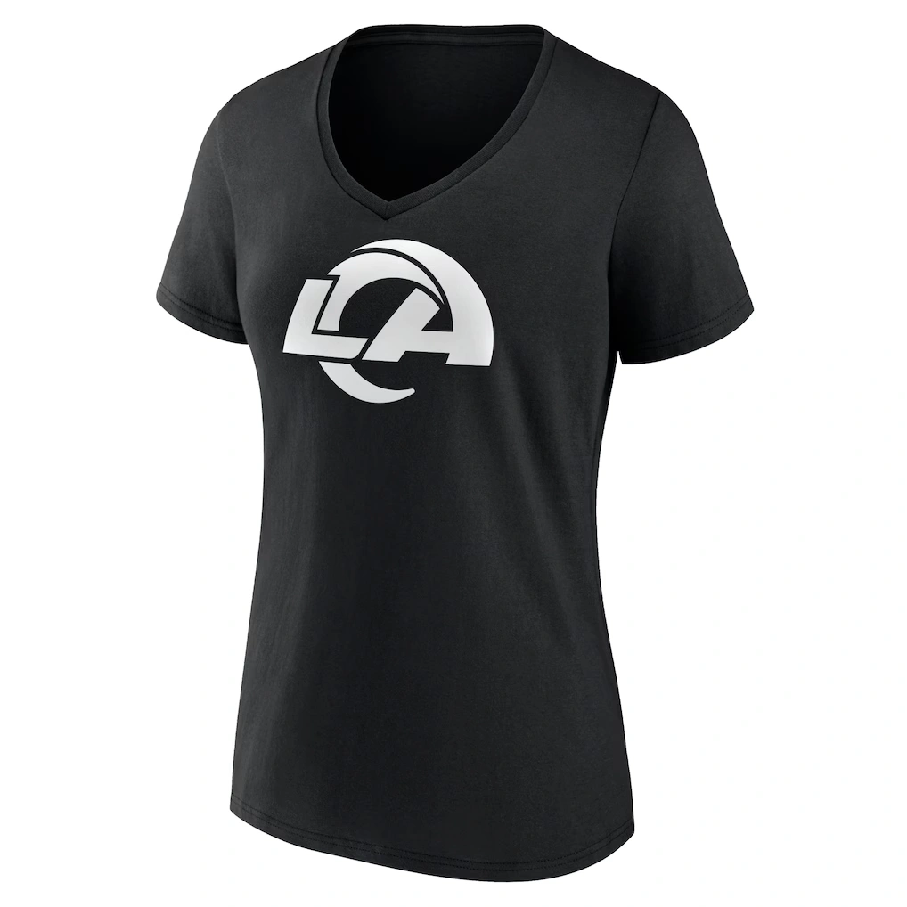Women's Los Angeles Rams Black Personalized Name & Number Monochrome V-Neck T-Shirt