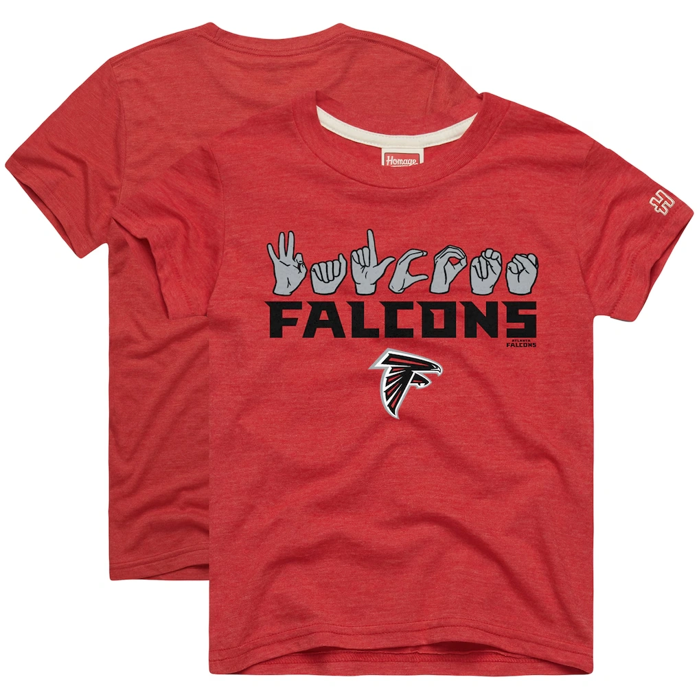 Youth Atlanta Falcons Homage Red Love Sign x ASL 2.0 Tri-Blend T-Shirt