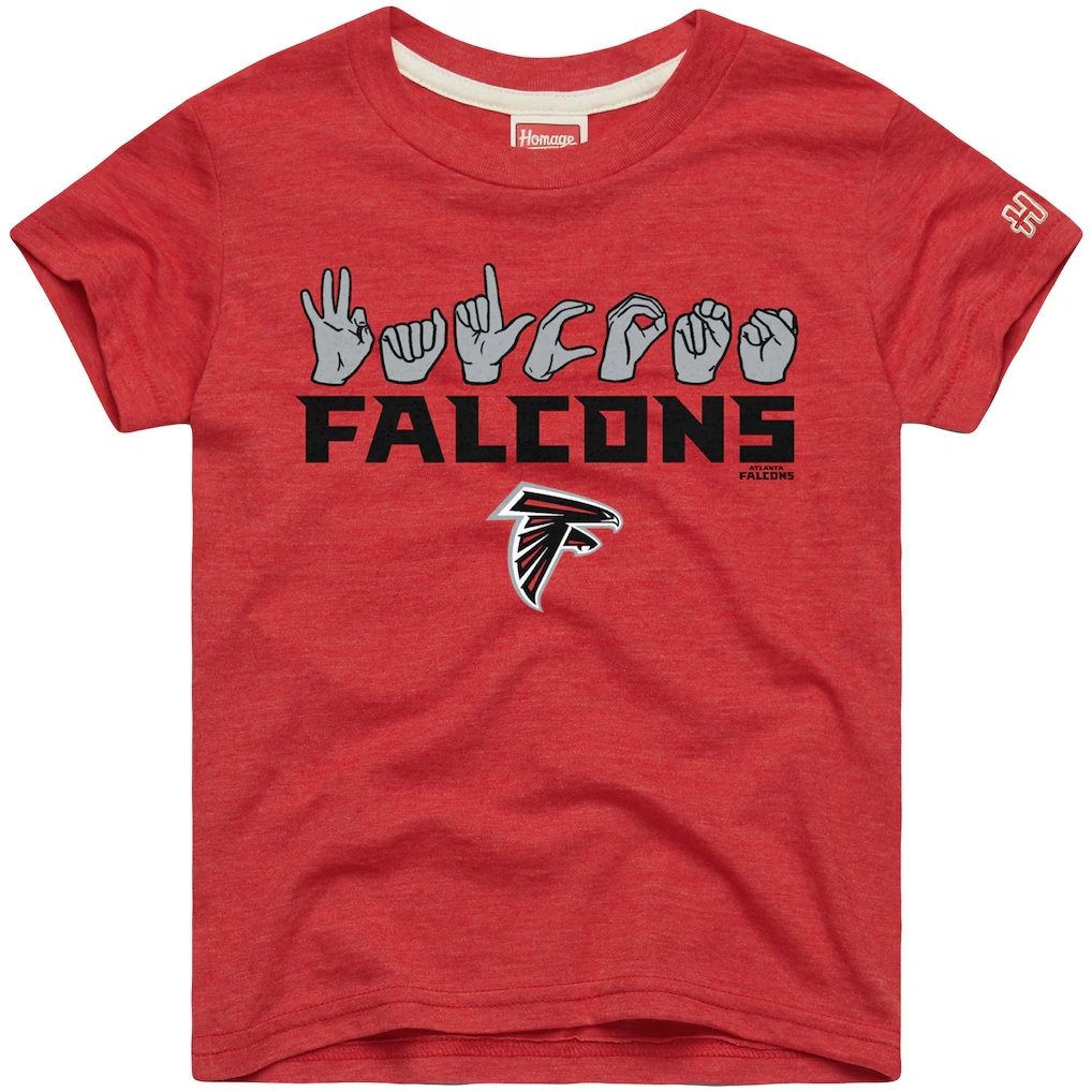 Youth Atlanta Falcons Homage Red Love Sign x ASL 2.0 Tri-Blend T-Shirt
