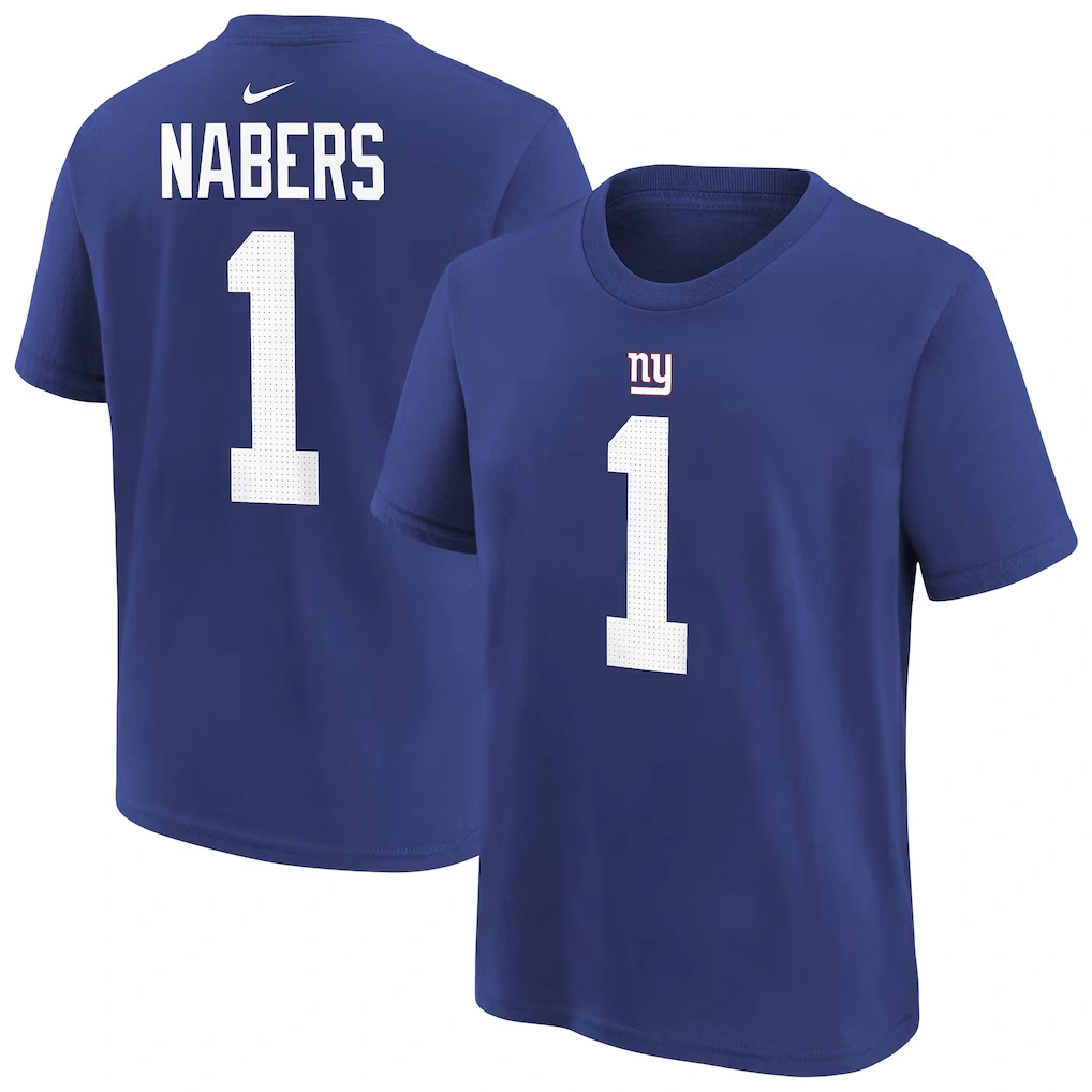 Men's New York Giants Malik Nabers Nike Royal Player Name & Number T-Shirt