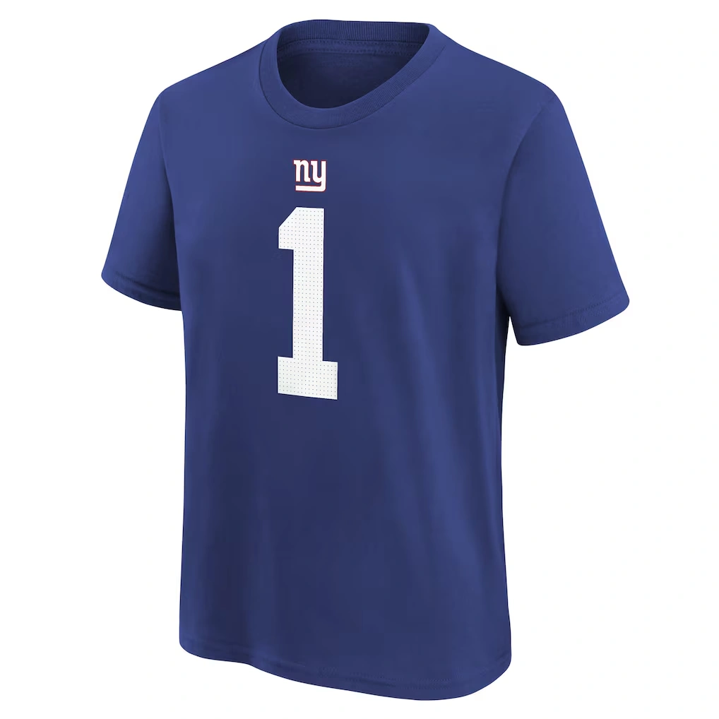 Men's New York Giants Malik Nabers Nike Royal Player Name & Number T-Shirt