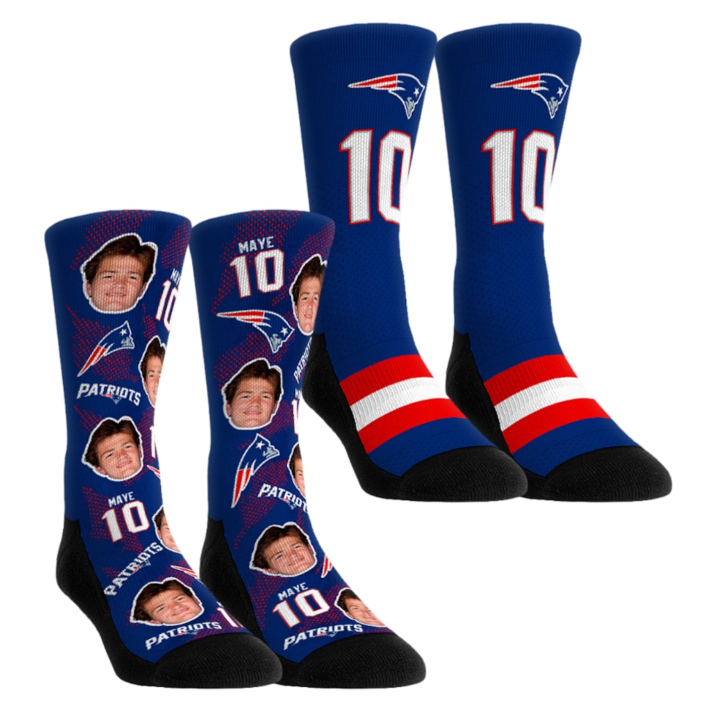 Unisex New England Patriots Drake Maye Rock Em Socks Player Football Guy Two-Pack Crew Sock Set