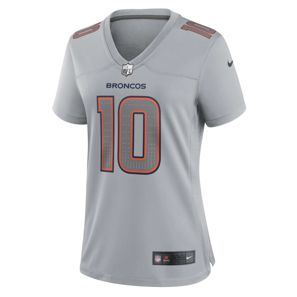 Women's Denver Broncos Bo Nix Nike Gray Fashion Atmosphere Fashion Game Jersey