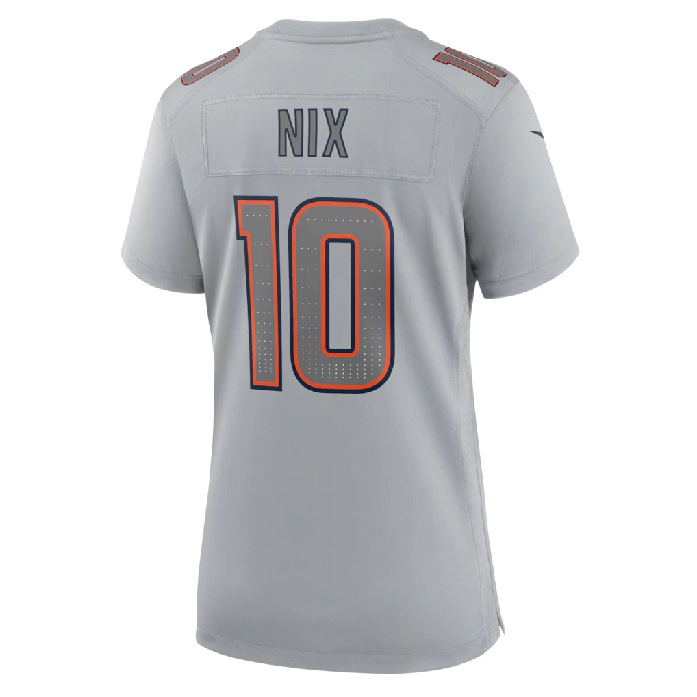 Women's Denver Broncos Bo Nix Nike Gray Fashion Atmosphere Fashion Game Jersey