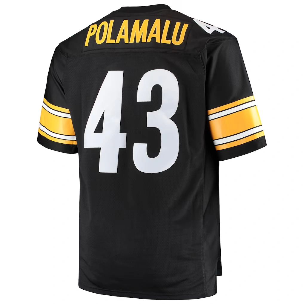 Men's Pittsburgh Steelers Troy Polamalu Mitchell & Ness Black Big & Tall 2005 Retired Player Replica Jersey 3 Men's Pittsburgh Steelers Troy Polamalu Mitchell & Ness Black Big & Tall 2005 Retired Player Replica Jersey