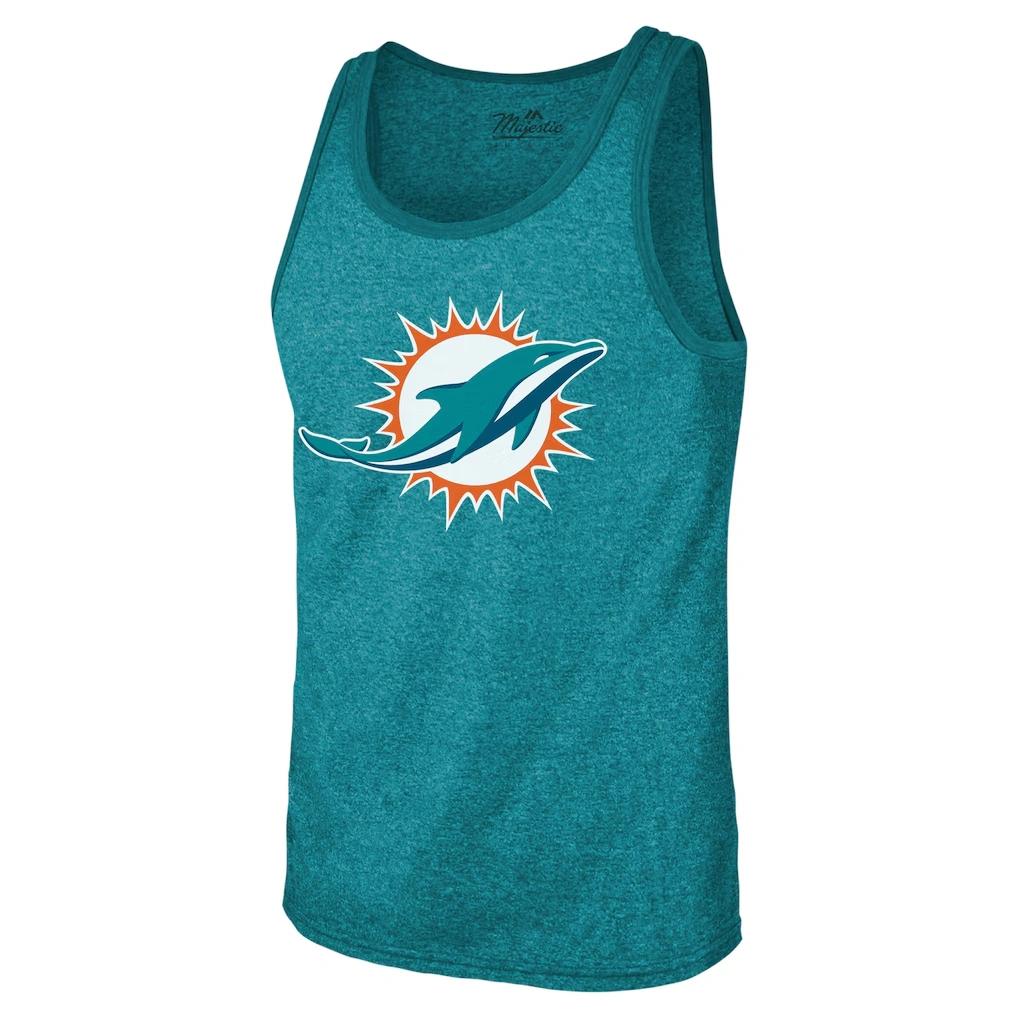 Men's Miami Dolphins Tyreek Hill Majestic Threads Aqua Tri-Blend Player Name & Number Tank Top