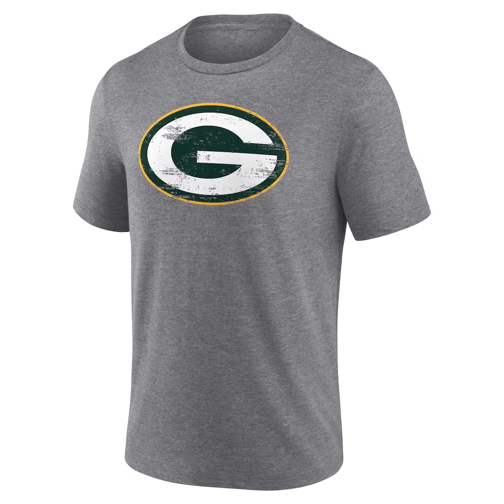 Men's Green Bay Packers Gray Heritage Custom Name & Number Tri-Blend T-Shirt
