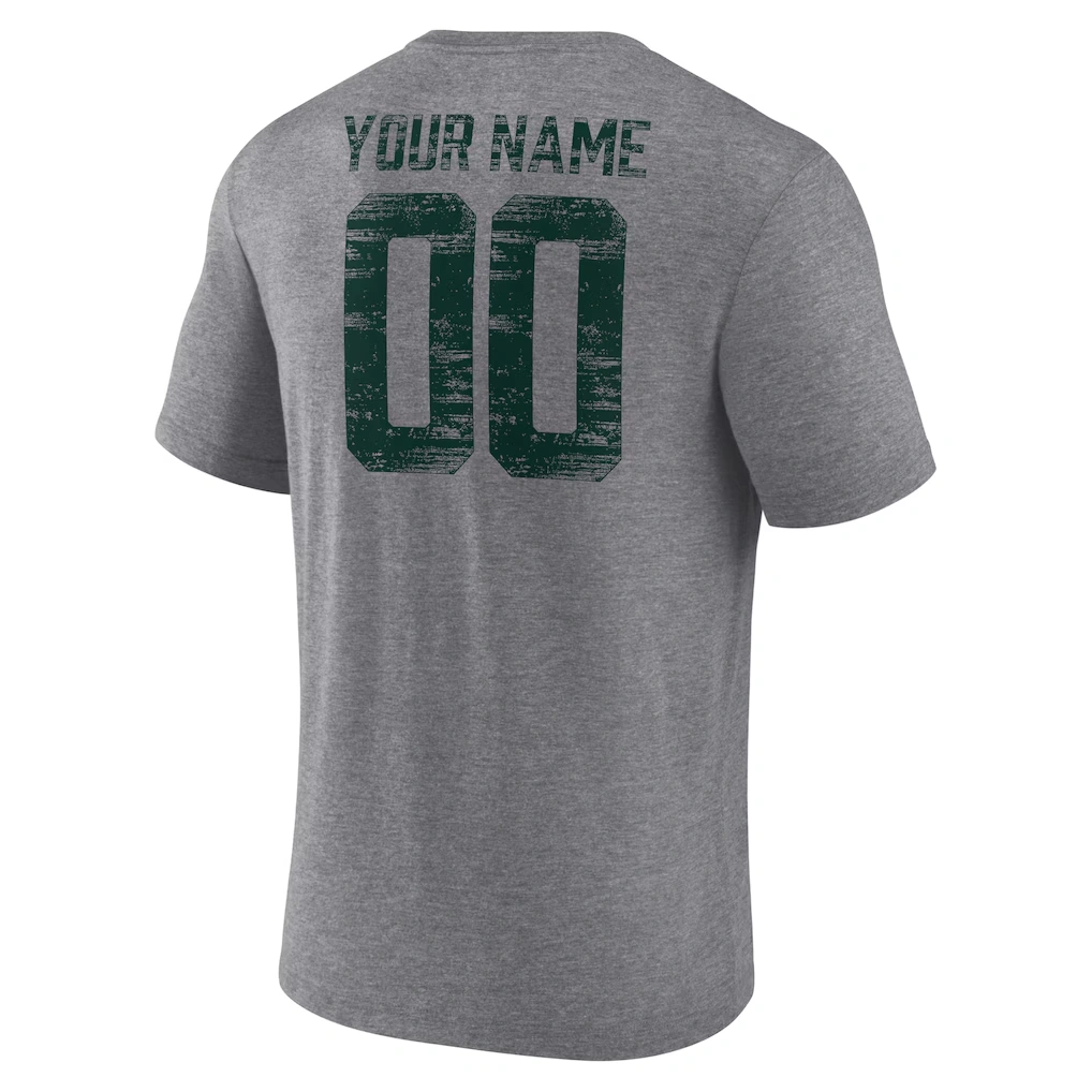 Men's Green Bay Packers Gray Heritage Custom Name & Number Tri-Blend T-Shirt