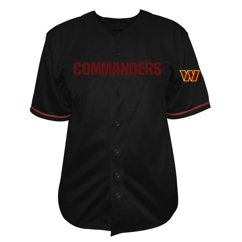 Men's Washington Commanders Jayden Daniels Fanatics Black Big & Tall Baseball Button-Up Shirt