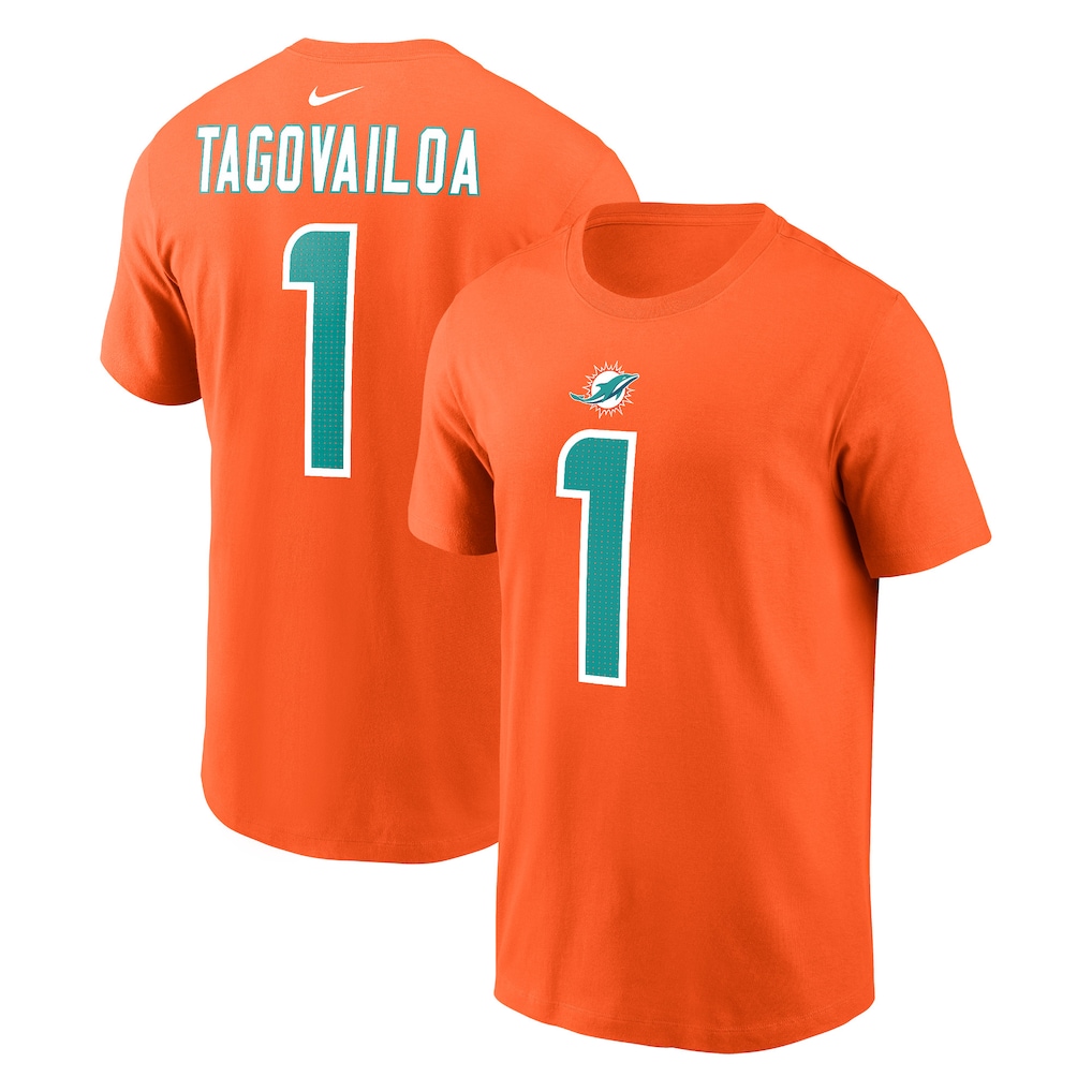 Men's Miami Dolphins Tua Tagovailoa Nike Orange Player Name & Number T-Shirt