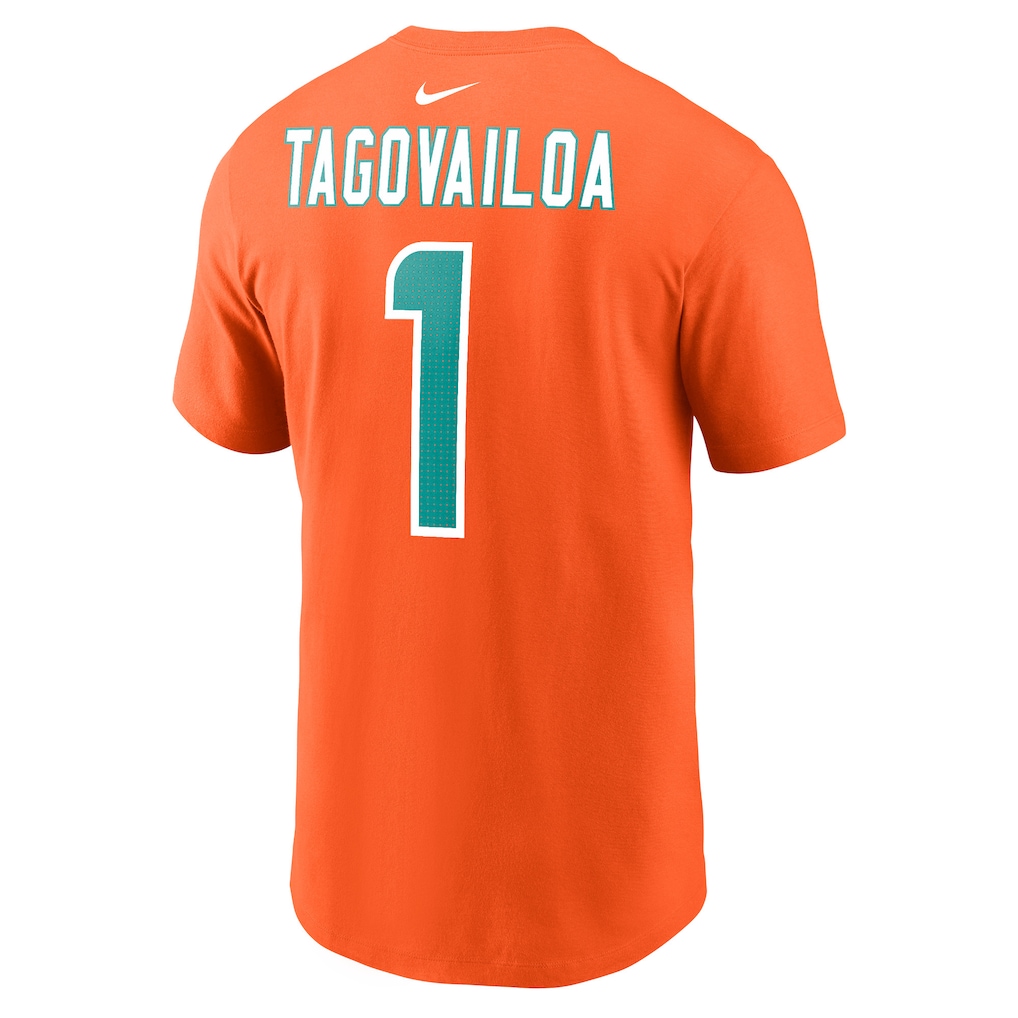 Men's Miami Dolphins Tua Tagovailoa Nike Orange Player Name & Number T-Shirt