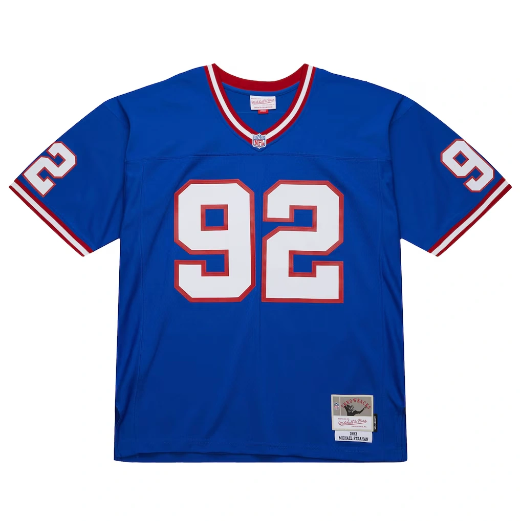 Men's New York Giants Michael Strahan Mitchell & Ness Royal Big & Tall 1993 Retired Player Replica Jersey