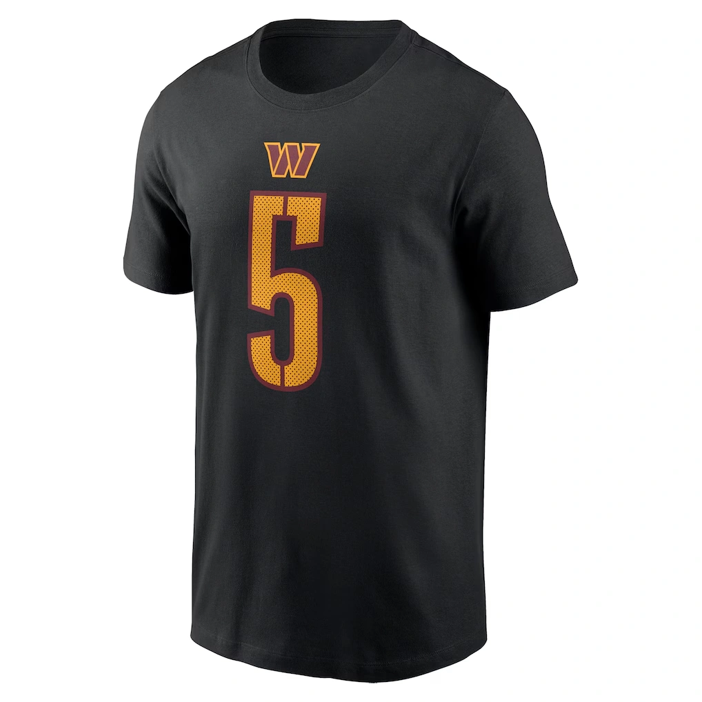 Men's Washington Commanders Jayden Daniels Nike Black Player Name & Number T-Shirt