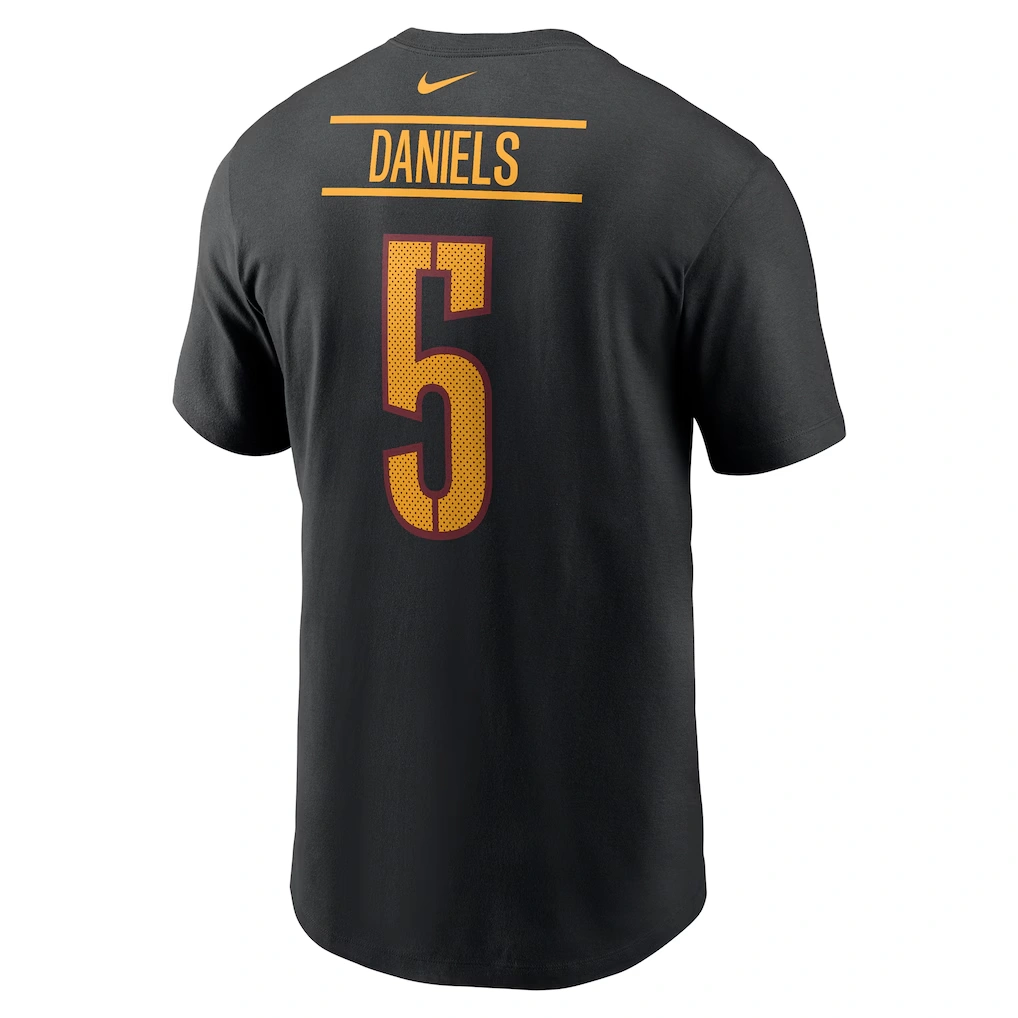 Men's Washington Commanders Jayden Daniels Nike Black Player Name & Number T-Shirt