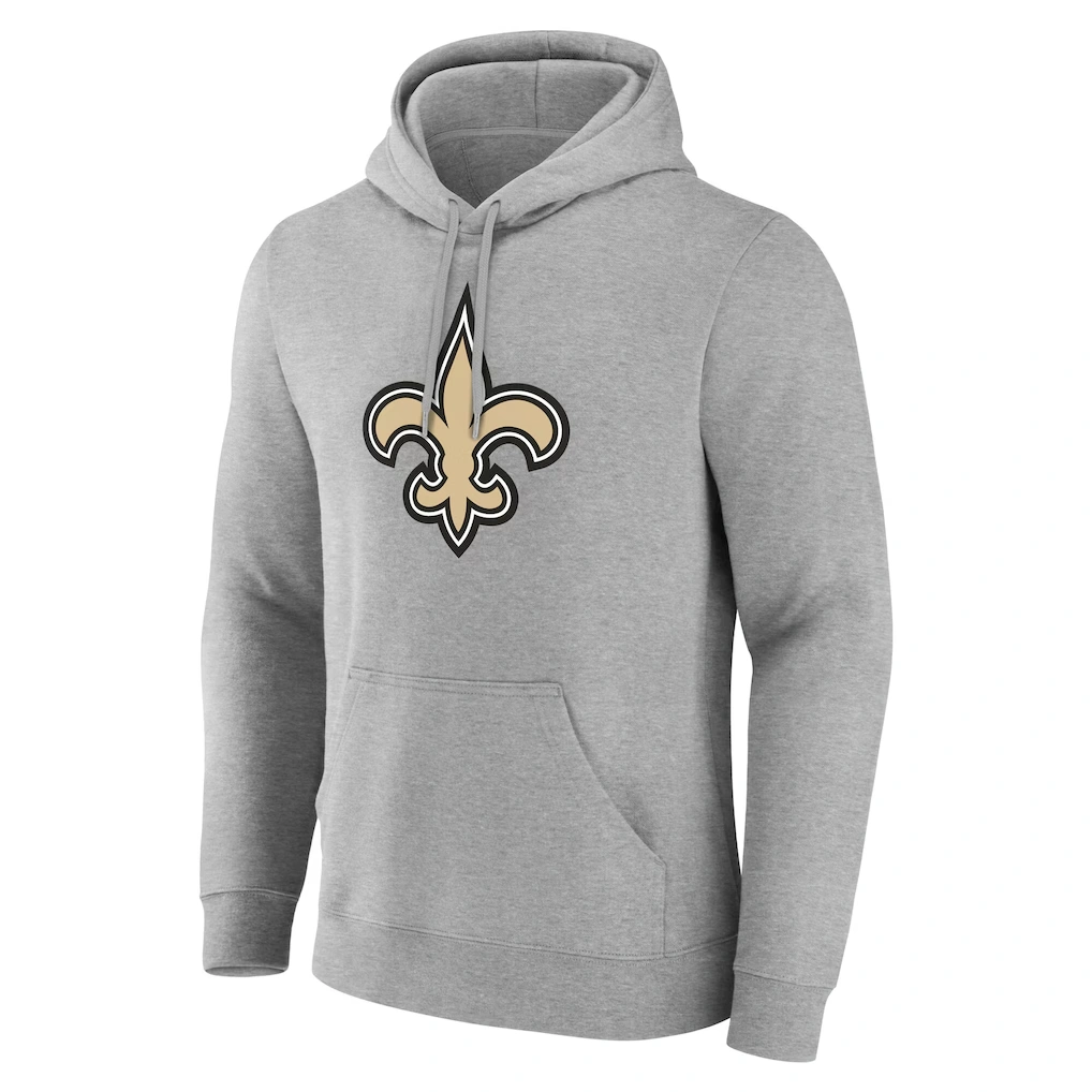 Men's New Orleans Saints Gray Team Authentic Custom Name & Number Pullover Hoodie
