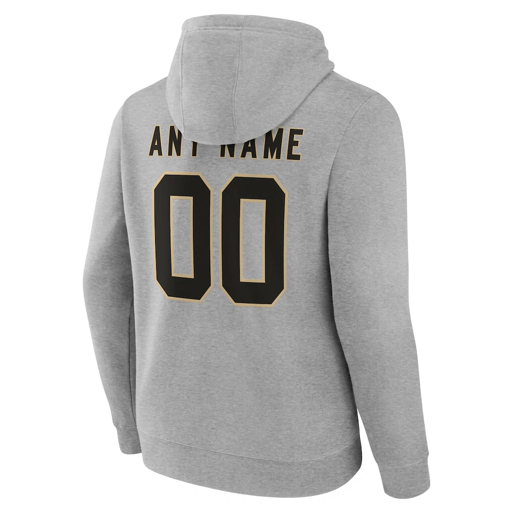 Men's New Orleans Saints Gray Team Authentic Custom Name & Number Pullover Hoodie