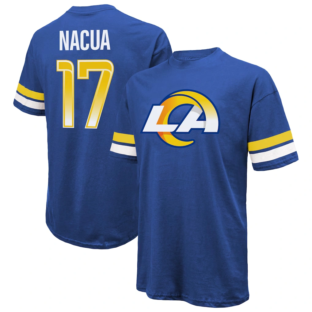 Men's Los Angeles Rams Puka Nacua Majestic Threads Royal Name & Number Oversized Fit T-Shirt