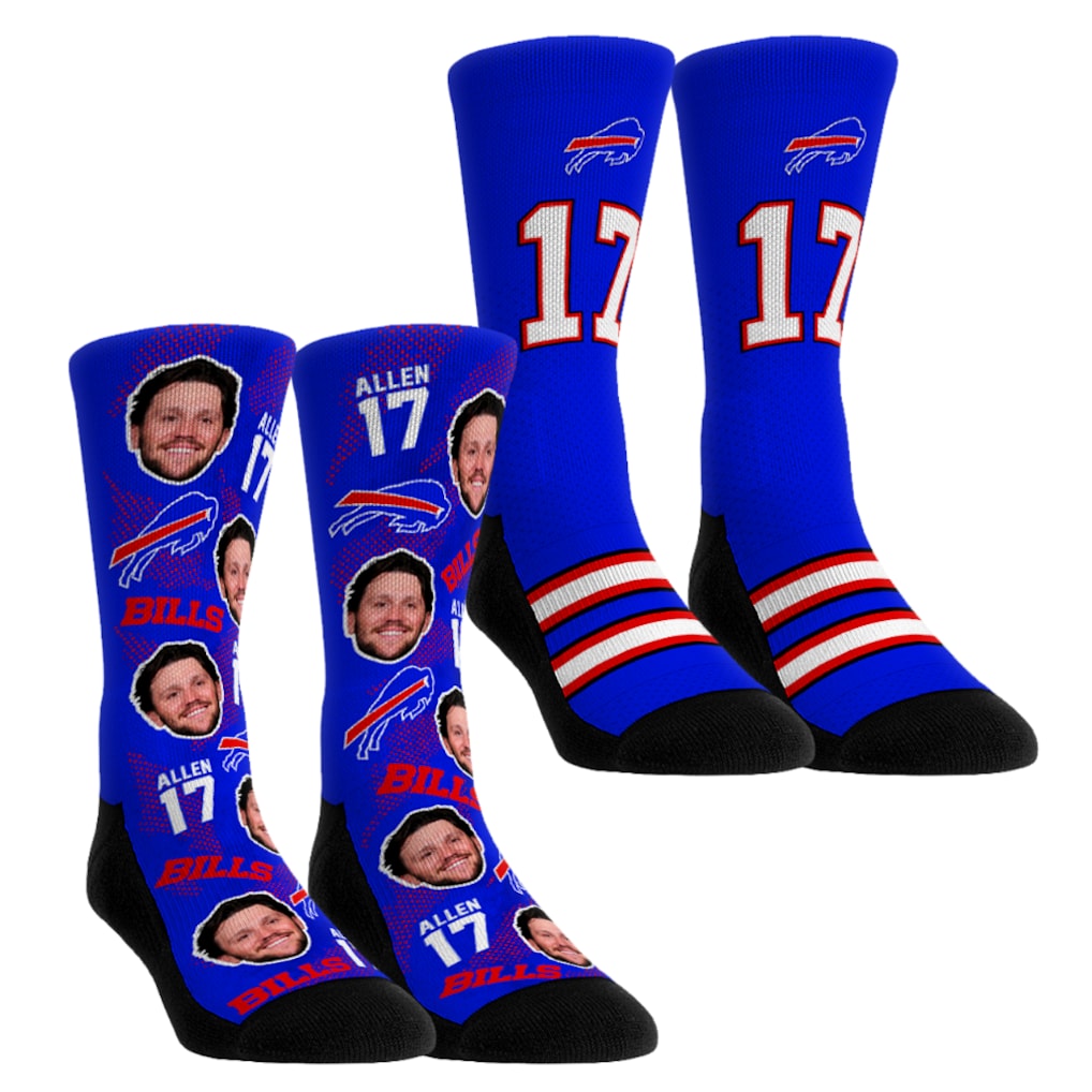 Unisex Buffalo Bills Josh Allen Rock Em Socks Player Football Guy Two-Pack Crew Sock Set