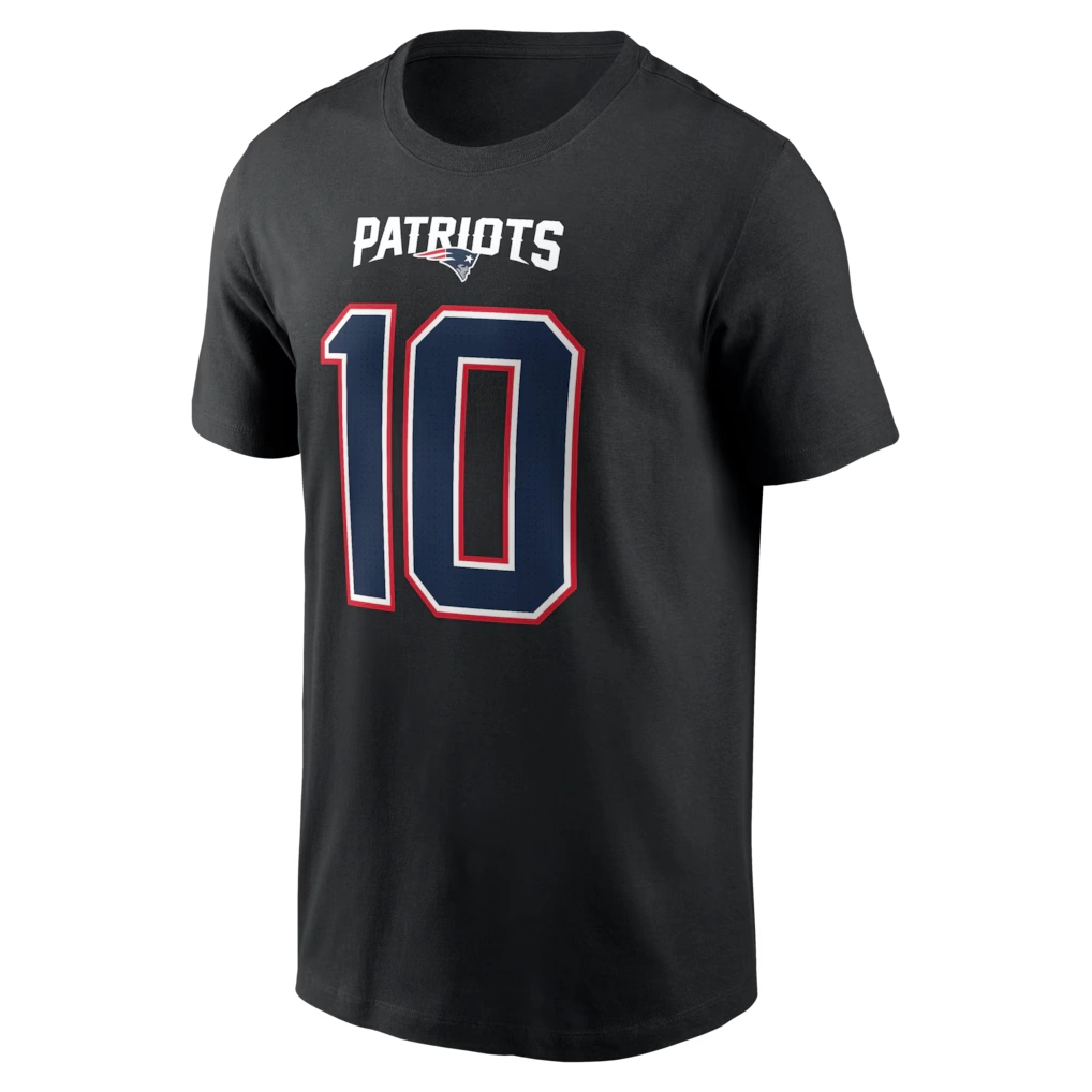 Men's New England Patriots Drake Maye Nike Carbon Black Name & Number T-Shirt