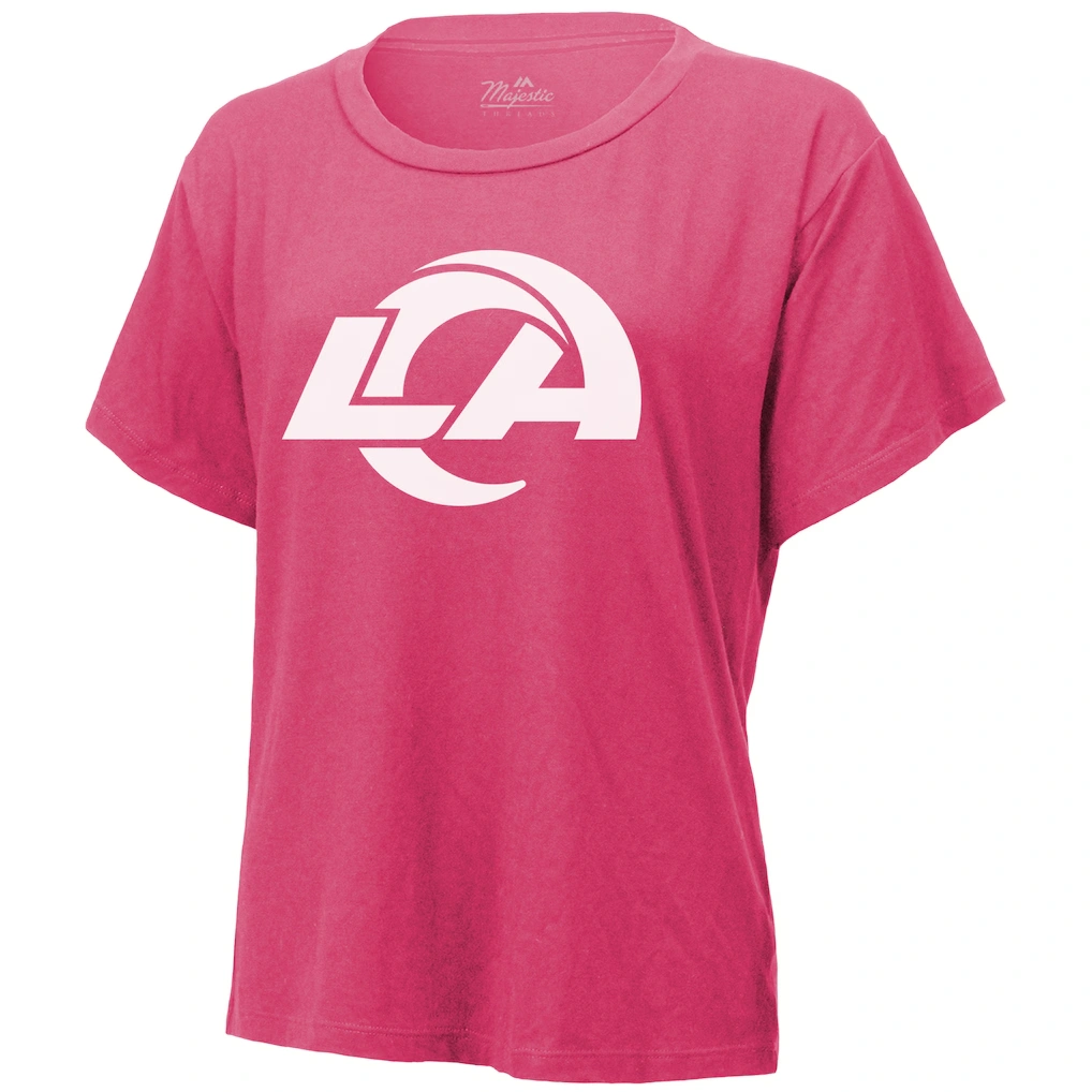 Women's Los Angeles Rams Puka Nacua Majestic Threads Pink Name & Number T-Shirt