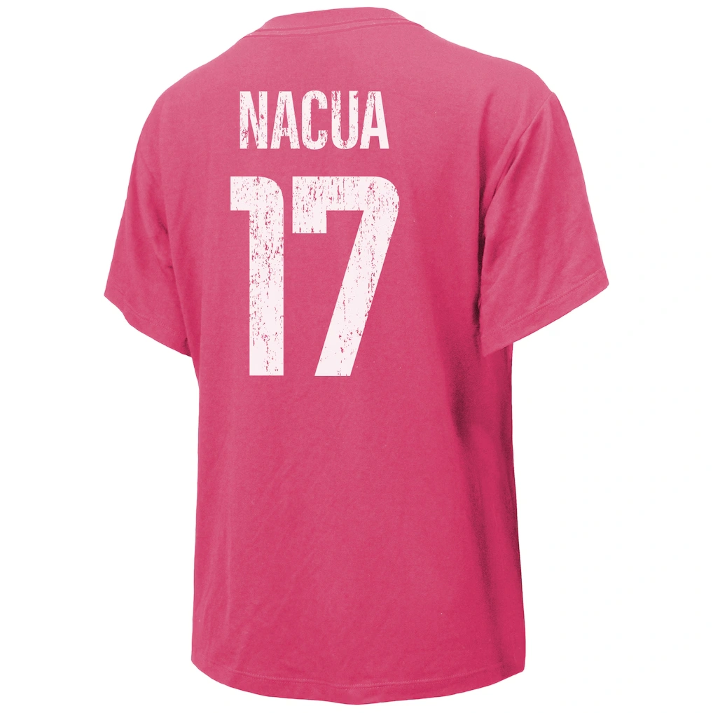 Women's Los Angeles Rams Puka Nacua Majestic Threads Pink Name & Number T-Shirt 3 Women's Los Angeles Rams Puka Nacua Majestic Threads Pink Name & Number T-Shirt