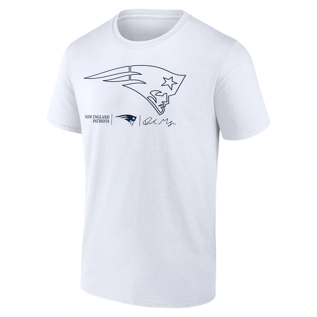 Men's New England Patriots Drake Maye White Outline Player T-Shirt