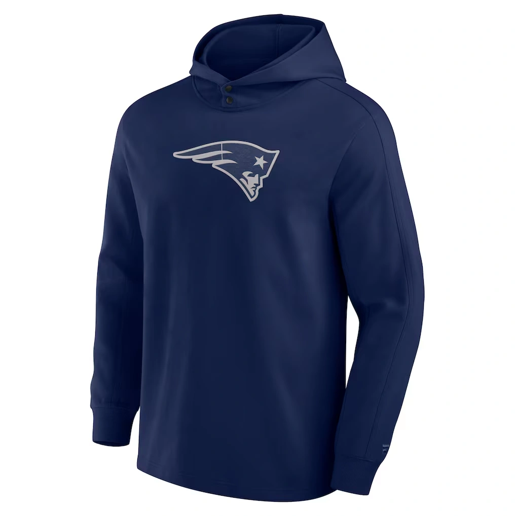 Men's New England Patriots Fanatics Navy Elements Blaze Tri-Blend Long Sleeve Hoodie T-Shirt