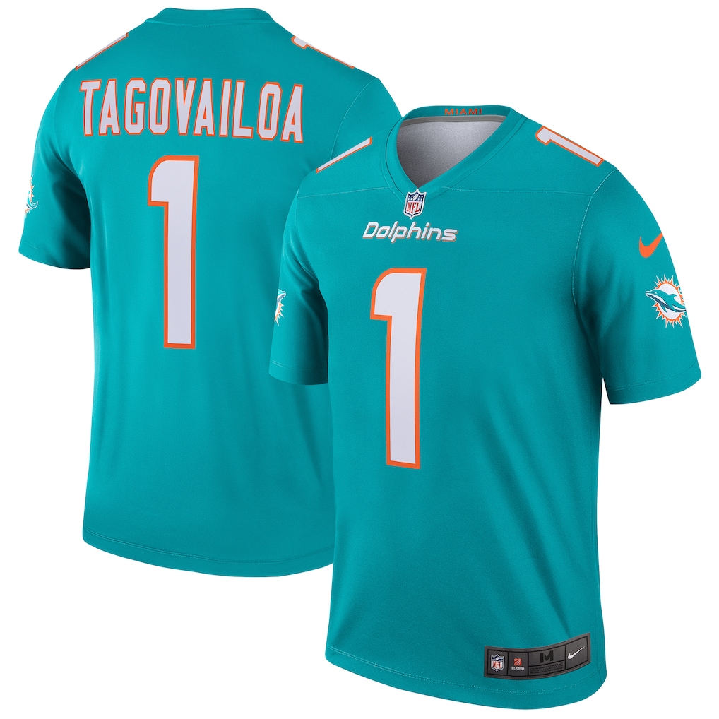 Men's Miami Dolphins Tua Tagovailoa Nike Aqua Legend Player Performance Top