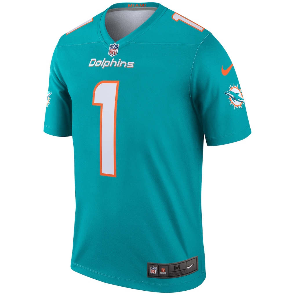 Men's Miami Dolphins Tua Tagovailoa Nike Aqua Legend Player Performance Top
