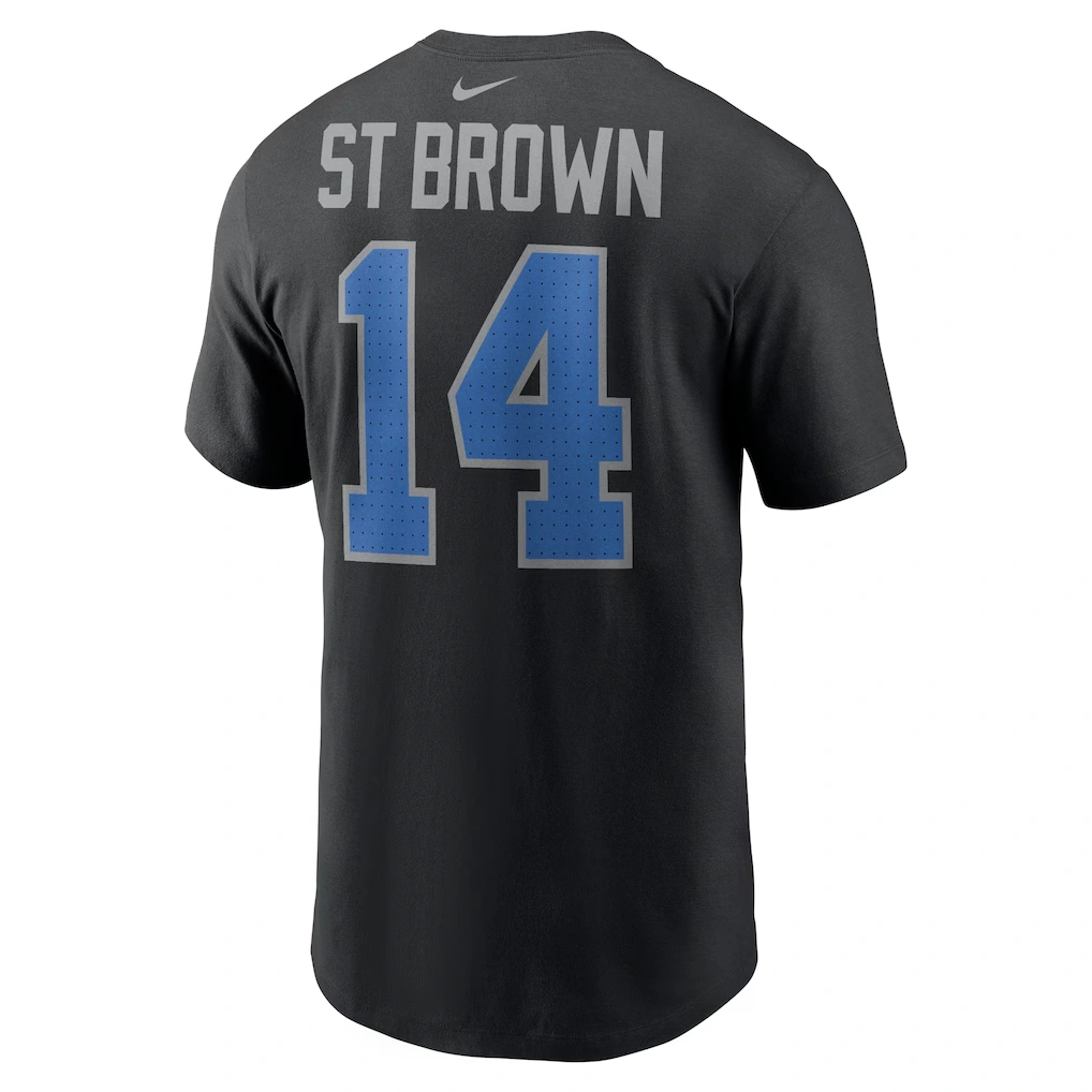 Men's Detroit Lions Amon-Ra St. Brown Nike Black Player Name & Number T-Shirt