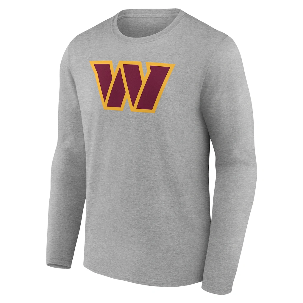 Men's Washington Commanders Gray Team Authentic Custom Name & Number Long Sleeve T-Shirt