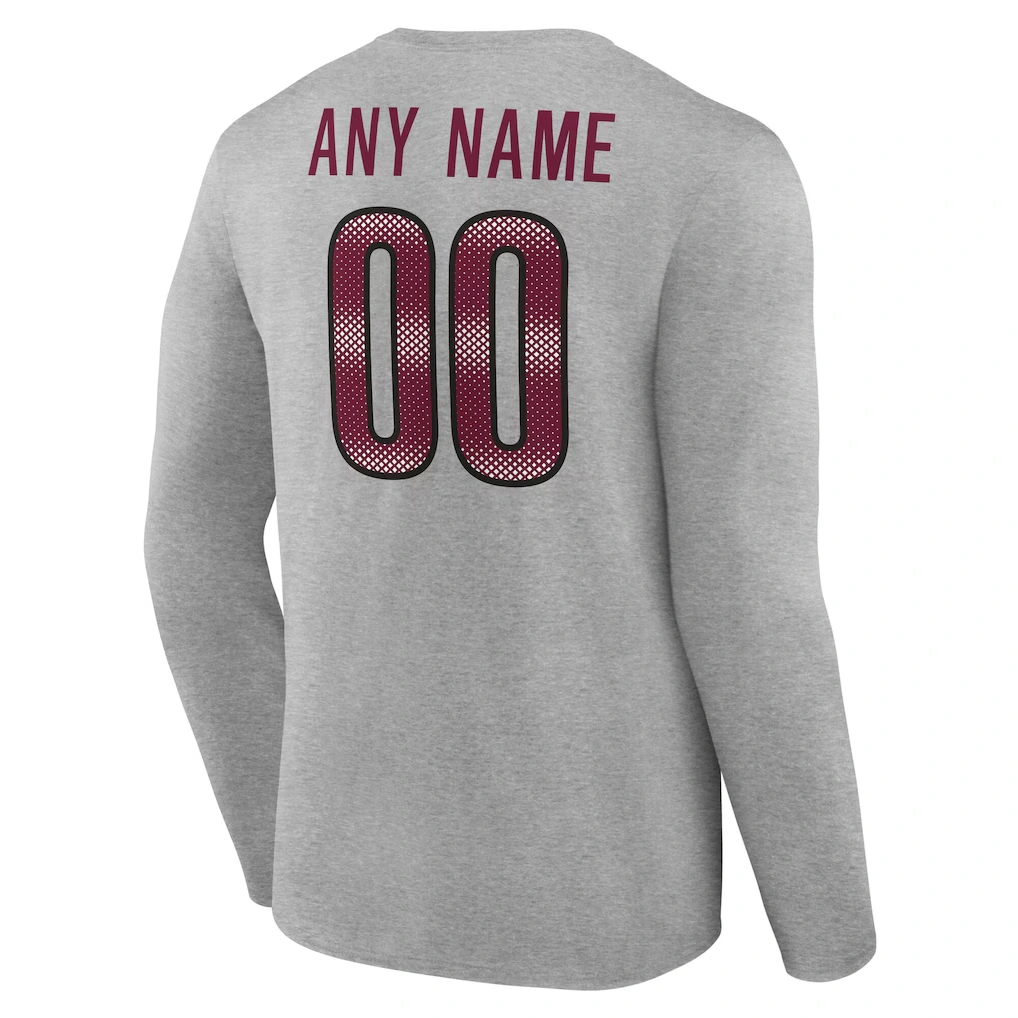 Men's Washington Commanders Gray Team Authentic Custom Name & Number Long Sleeve T-Shirt