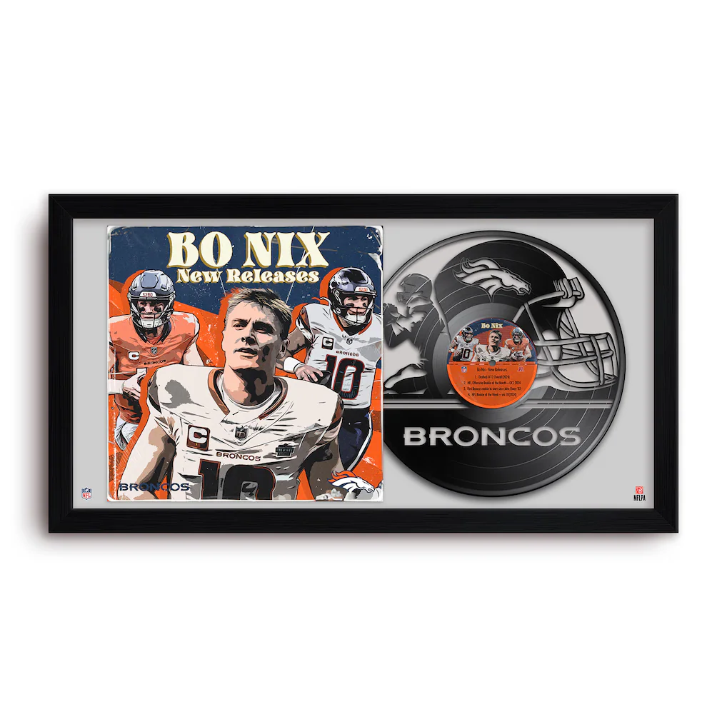Denver Broncos Bo Nix 14" x 26" Framed Art Vinyl Album Print