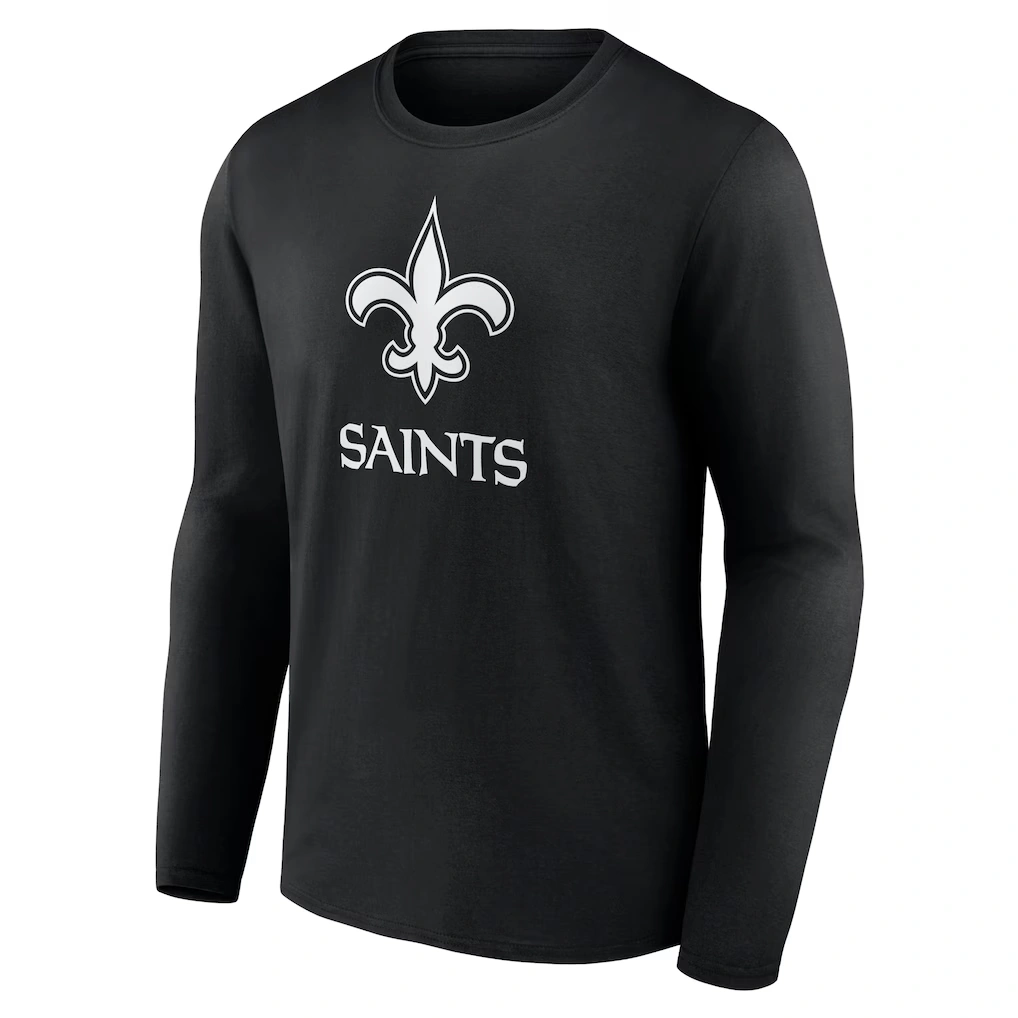 Men's New Orleans Saints Black Personalized Name & Number Monochrome Long Sleeve T-Shirt