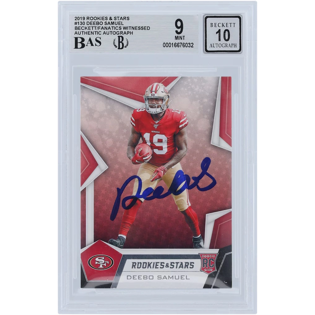 Deebo Samuel Sr San Francisco 49ers Autographed 2019 Panini Rookies & Stars #130 Beckett Fanatics Witnessed Authenticated 9/10 Rookie Card