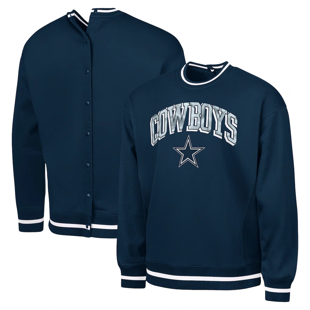 Men's Dallas Cowboys G-III Sports by Carl Banks Navy Adaptive Blocker Fleece Pullover Sweatshirt