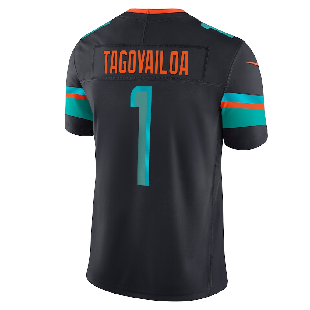 Men's Miami Dolphins Tua Tagovailoa Nike Pitch Blue 2025 Rivalries Collection Limited Jersey