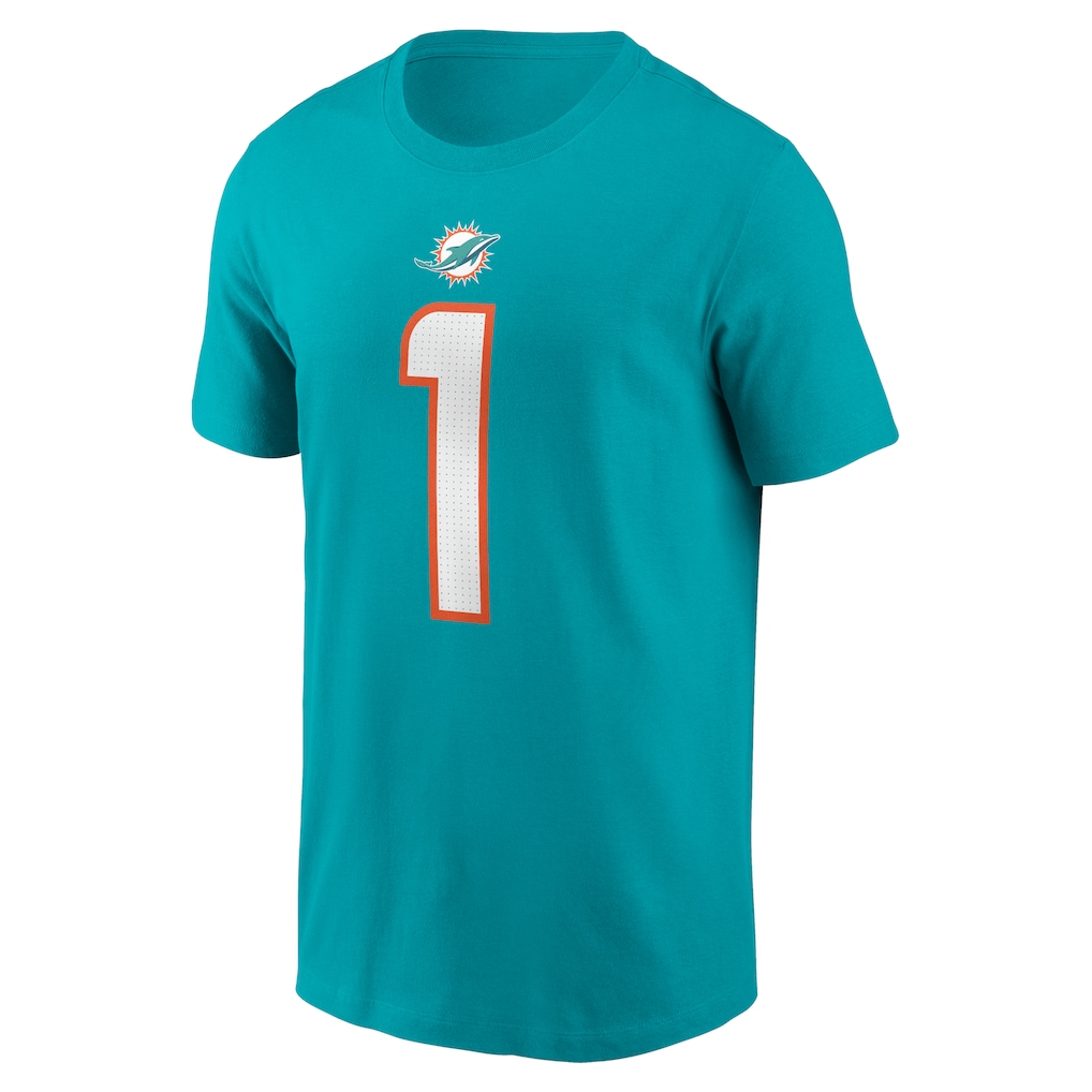 Men's Miami Dolphins Tua Tagovailoa Nike Aqua Player Name & Number T-Shirt