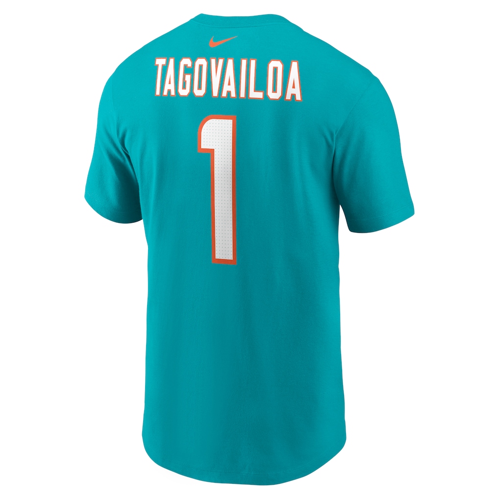 Men's Miami Dolphins Tua Tagovailoa Nike Aqua Player Name & Number T-Shirt 3 Men's Miami Dolphins Tua Tagovailoa Nike Aqua Player Name & Number T-Shirt