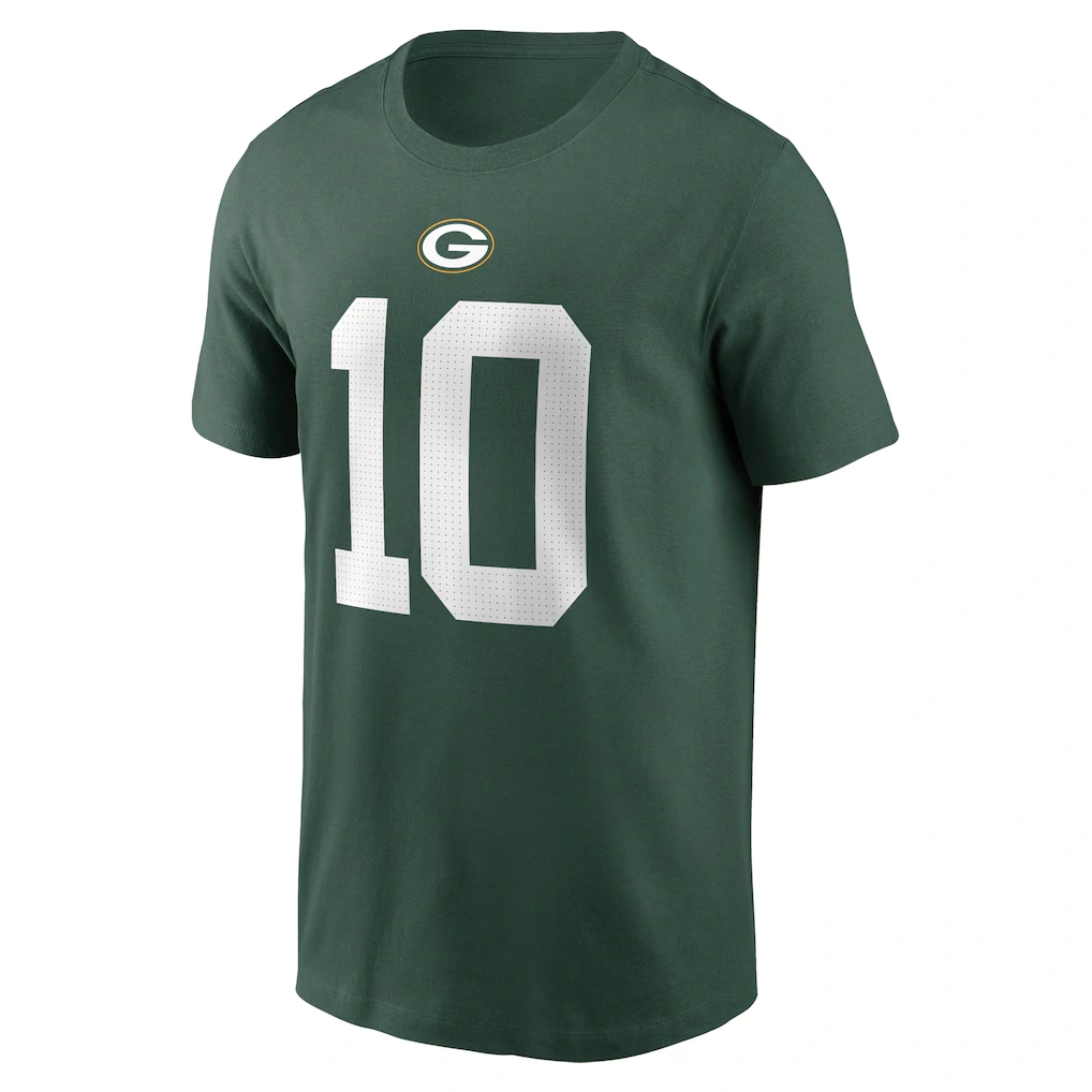 Men's Green Bay Packers Jordan Love Nike Green Player Name & Number T-Shirt