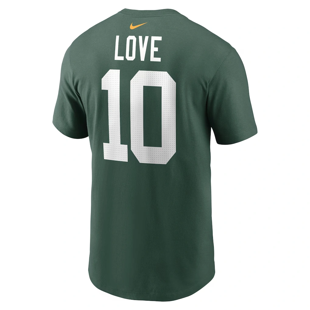 Men's Green Bay Packers Jordan Love Nike Green Player Name & Number T-Shirt