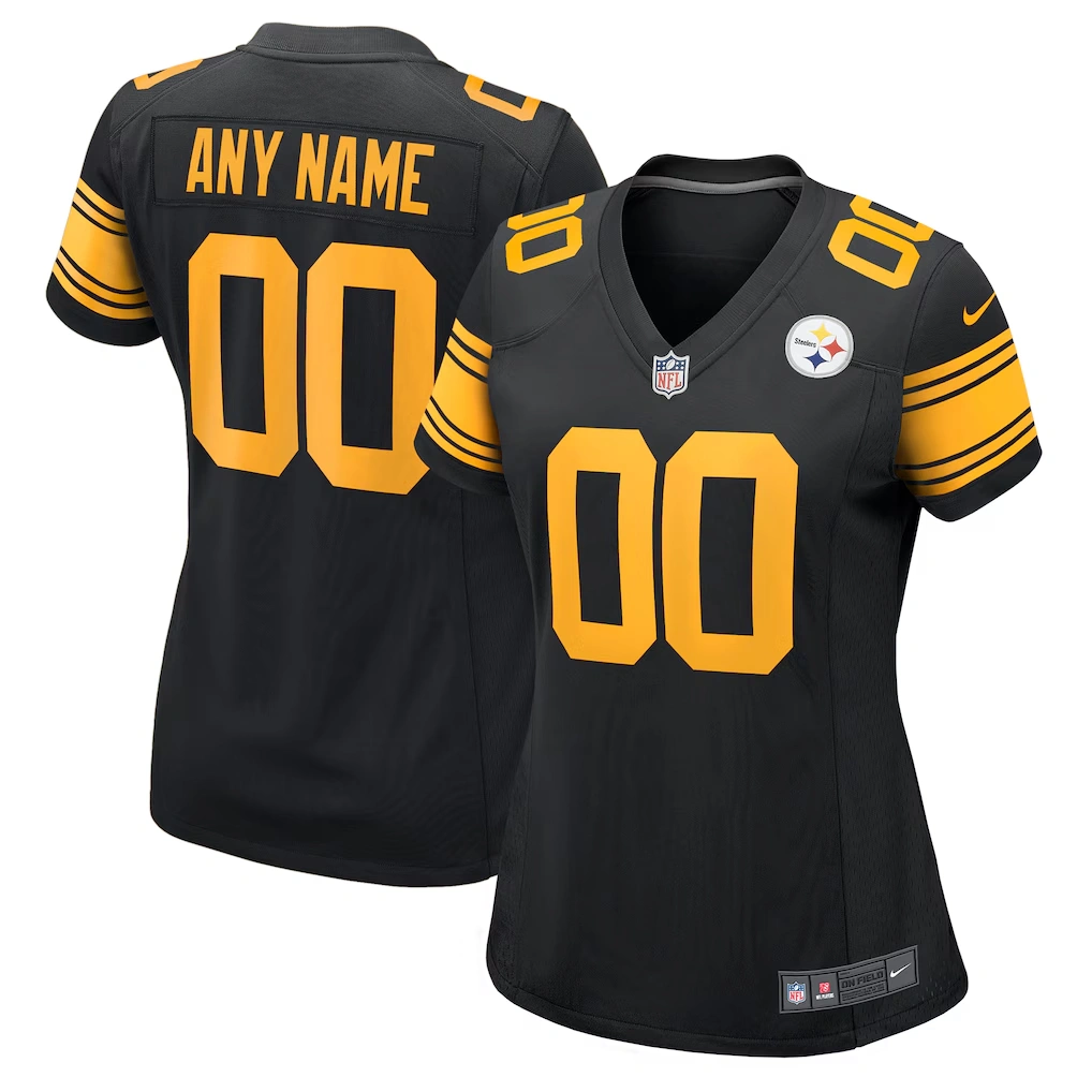 Women's Pittsburgh Steelers Nike Black Alternate Custom Game Jersey