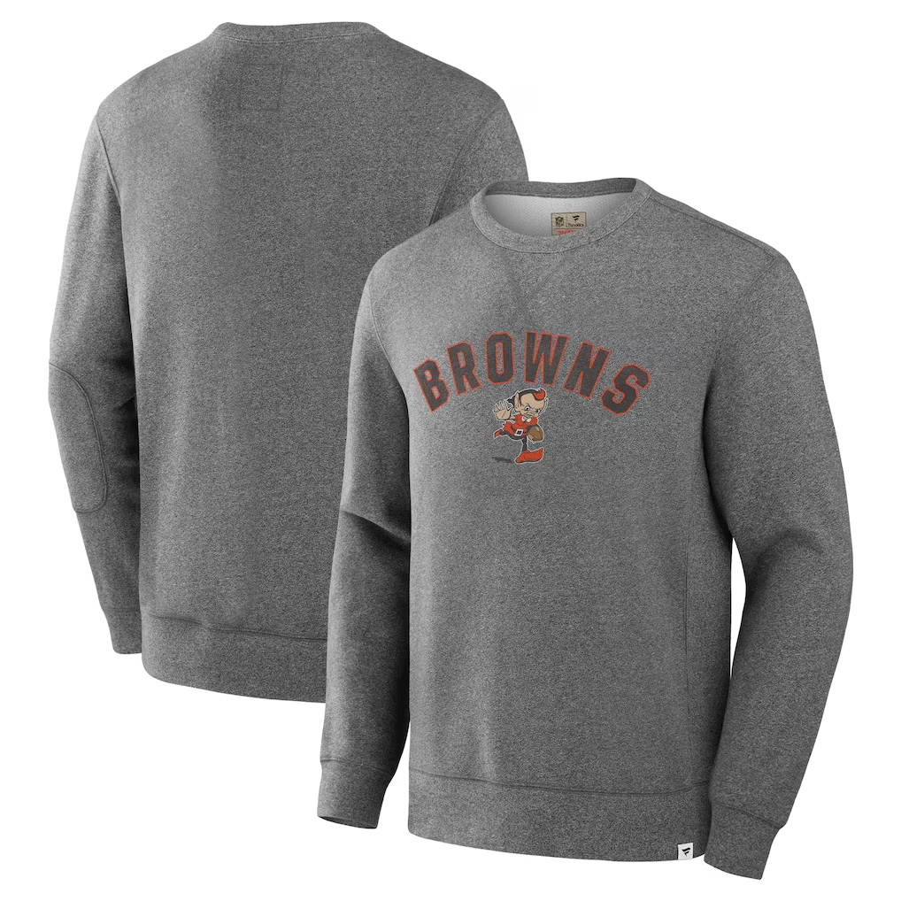Men's Cleveland Browns Fanatics Heather Gray Loop Terry Pullover Sweatshirt