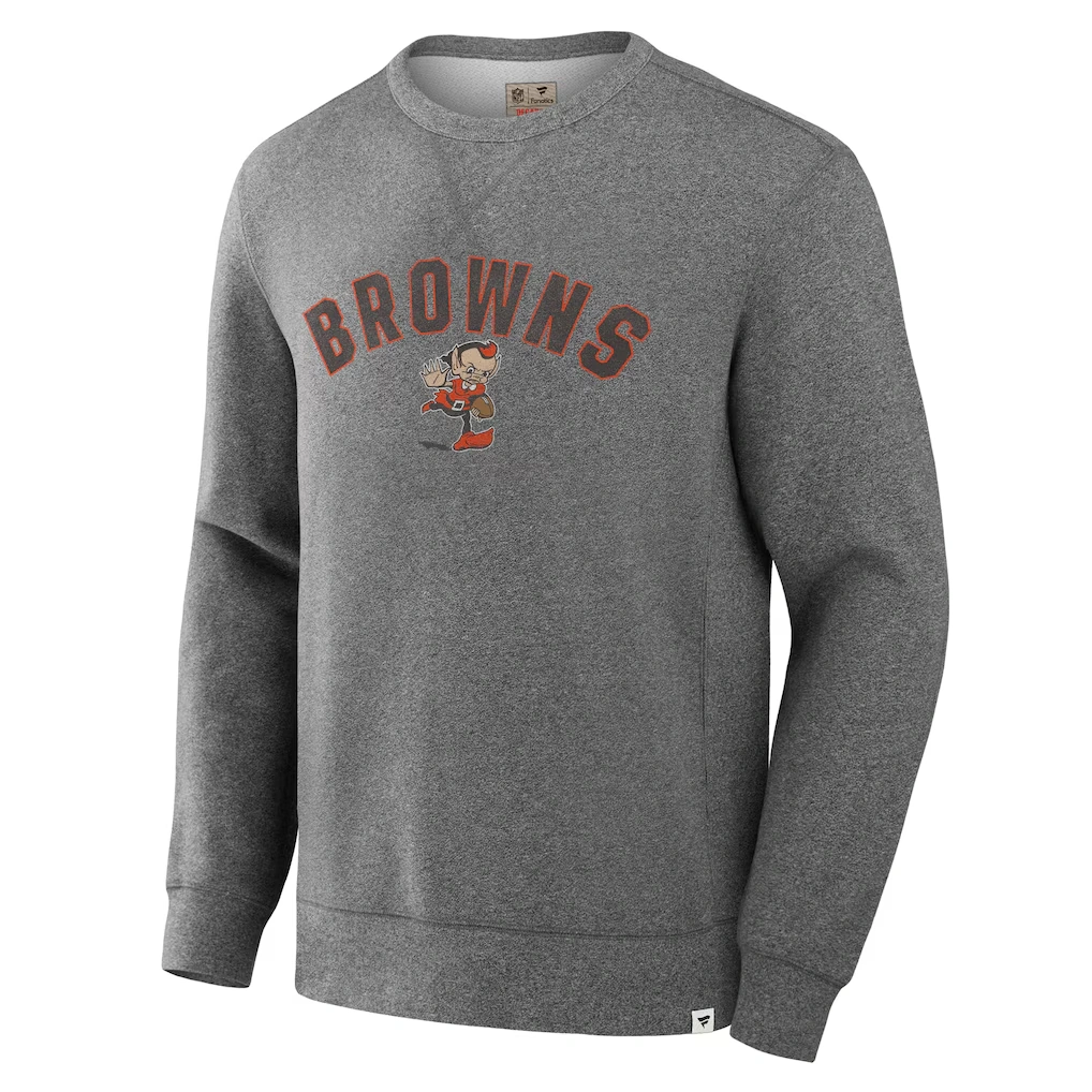 Men's Cleveland Browns Fanatics Heather Gray Loop Terry Pullover Sweatshirt