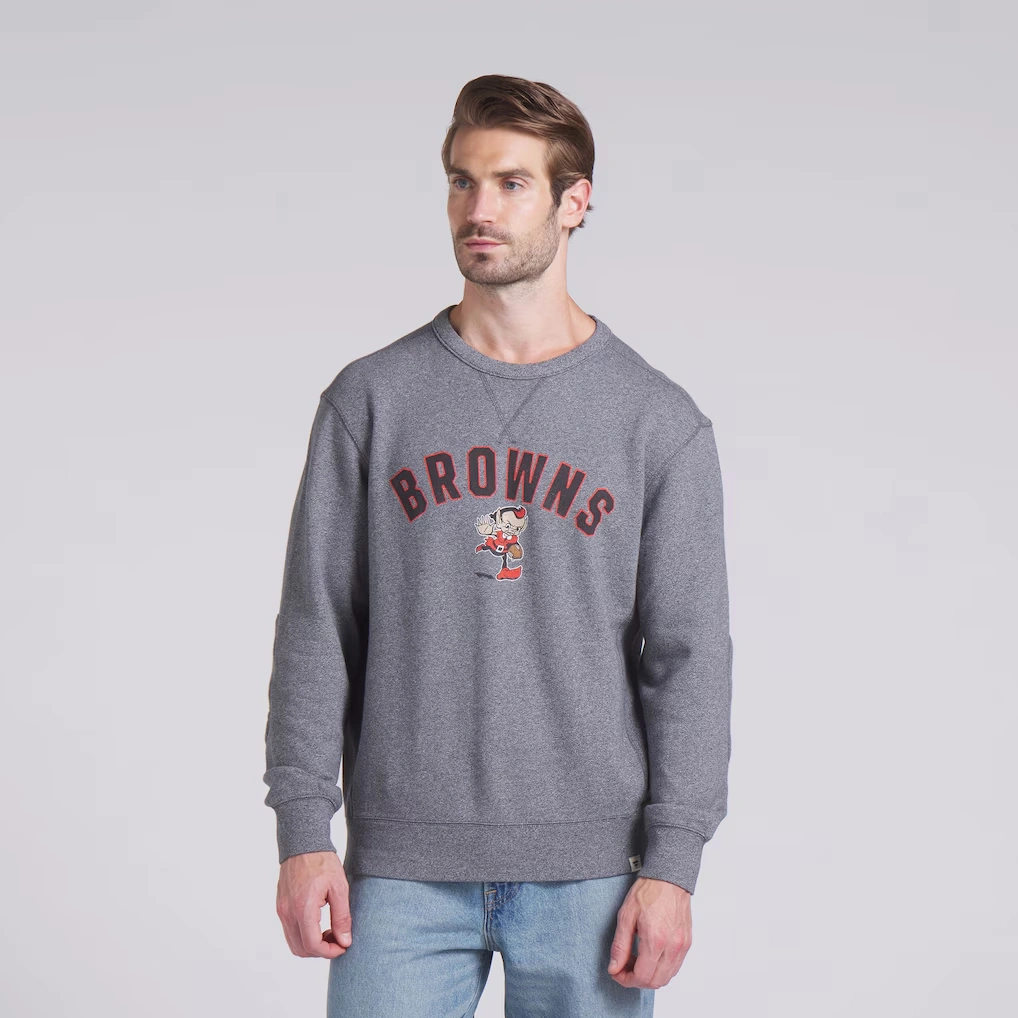 Men's Cleveland Browns Fanatics Heather Gray Loop Terry Pullover Sweatshirt
