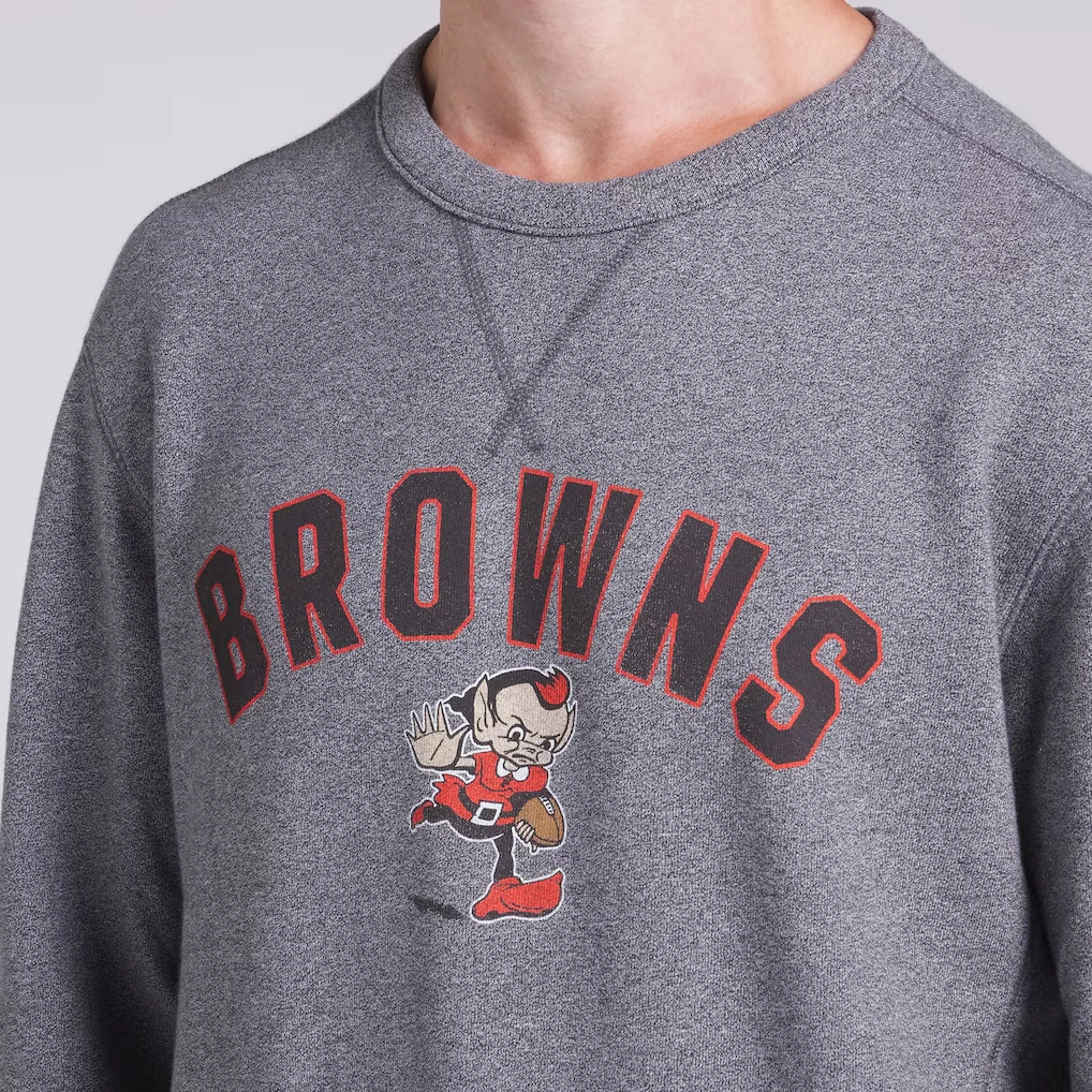 Men's Cleveland Browns Fanatics Heather Gray Loop Terry Pullover Sweatshirt