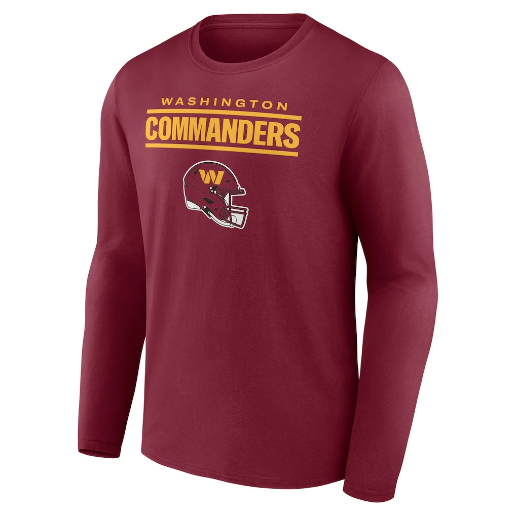 Men's Washington Commanders Jayden Daniels Burgundy Name & Number Team Wordmark Long Sleeve T-Shirt