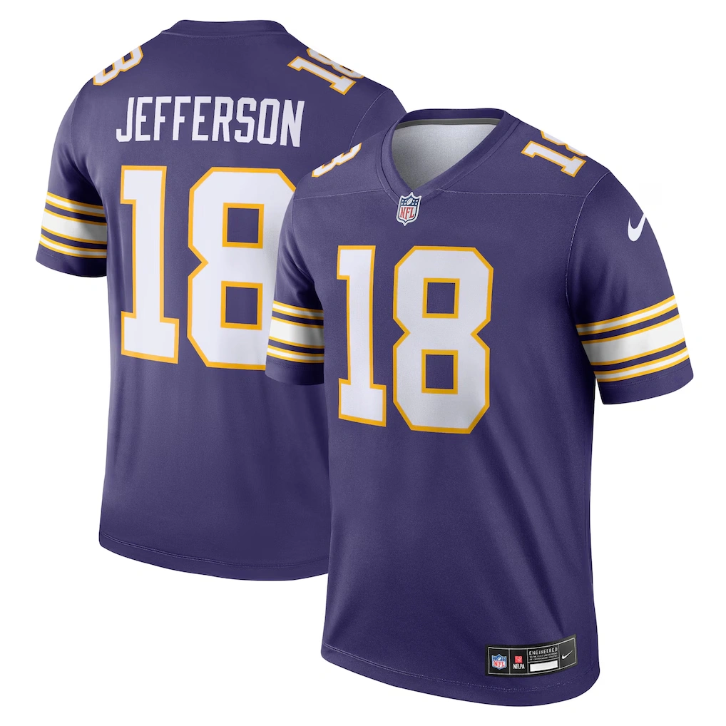 Men's Minnesota Vikings Justin Jefferson Nike Purple Legend Player Performance Top